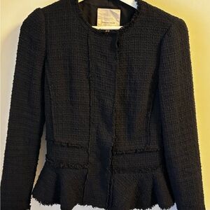Rebecca Taylor Black Tweed Peplum Jacket